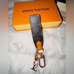 Luxury Monogram Key Holder Strap - Brown/Tan- Bag Charm- NIB